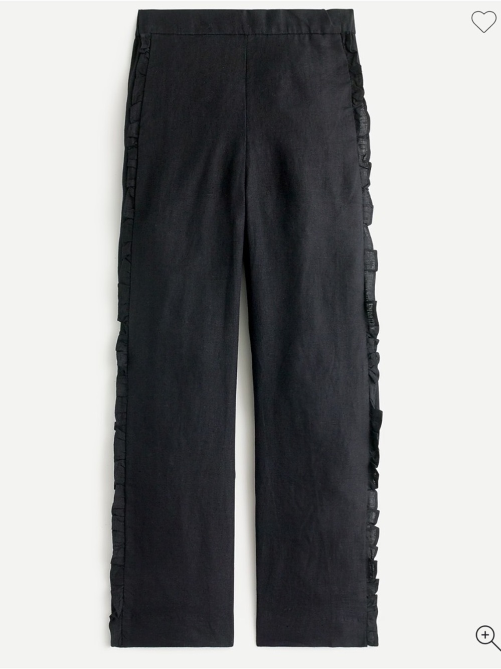 J Crew Wide-leg ruffle pant in linen size XS in black. - Picture 1 of 10